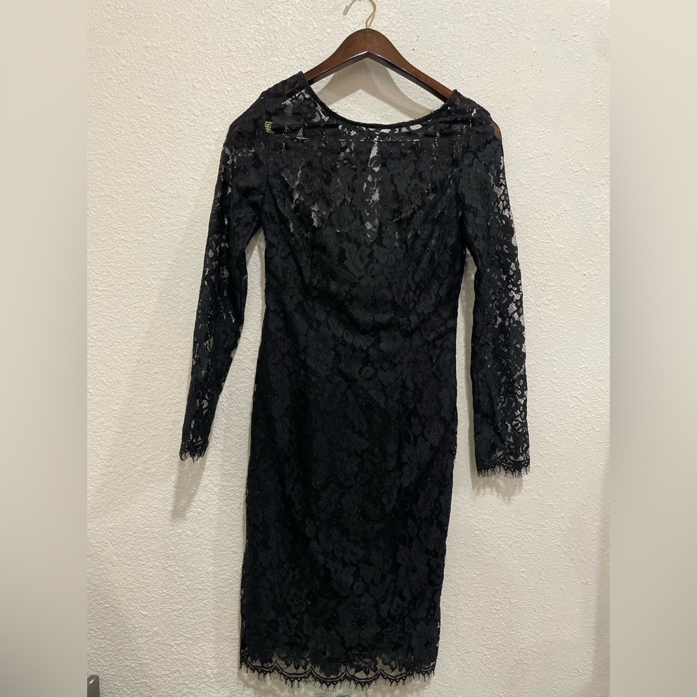J Peterman Cocktail Lace Black Dress